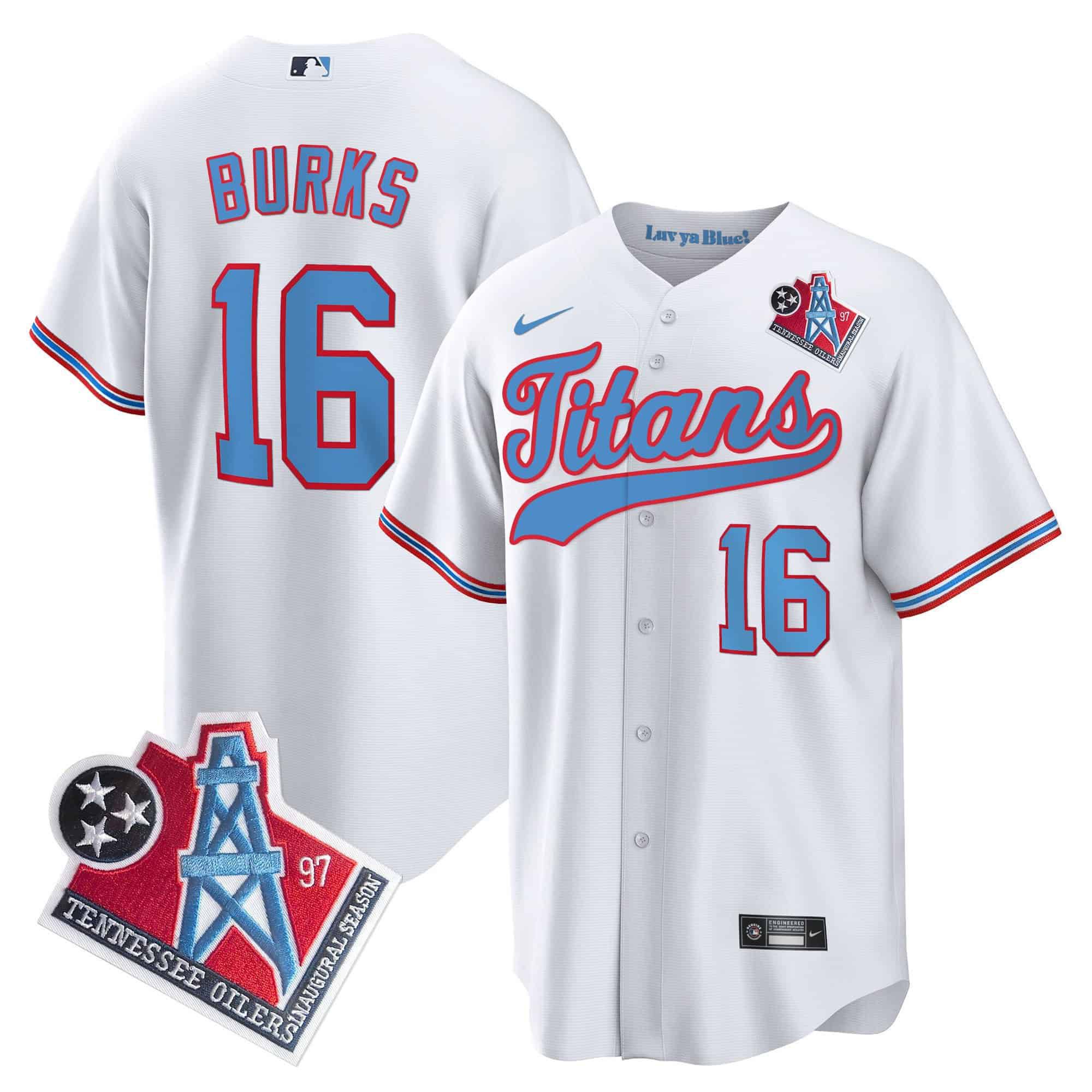 Men Tennessee Titans 16 Burks White Nike 1997 Throwback Limited Cool Base NFL Jersey